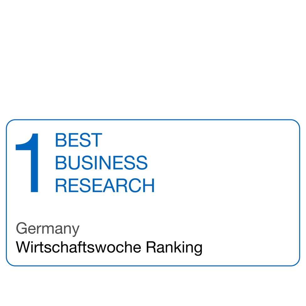 Self-designed ranking signet for best business research in Germany.