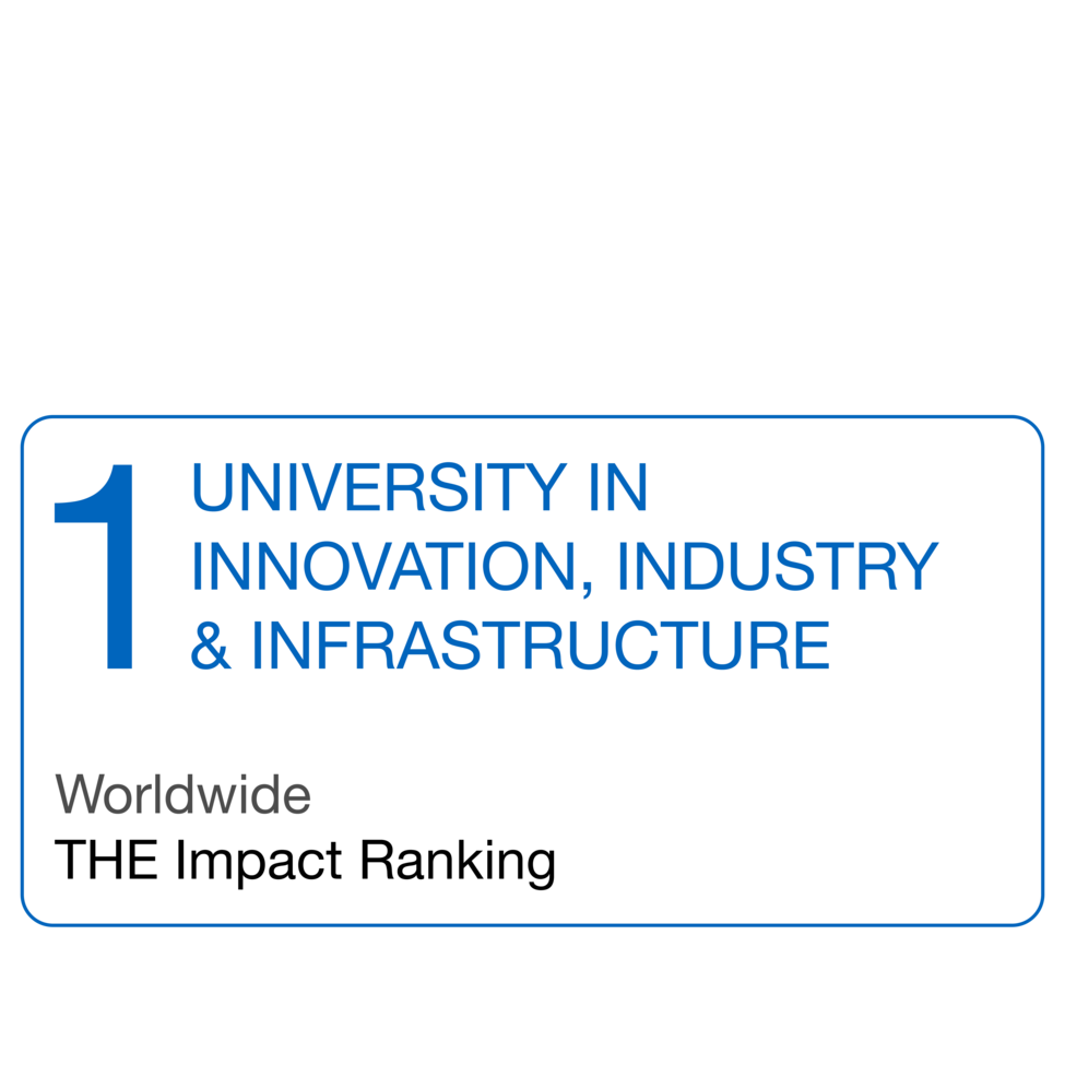 Self-designed ranking signet for best university in innovation, industry and infrastructure worldwide.